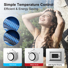 Load image into Gallery viewer, Propane Tankless Water Heater, 5L 1.32 GPM Outdoor Portable Gas Instant Hot Water Heater with Digital Display Overheating Protection, for Camping Barn Cabin RV Black