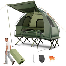 Load image into Gallery viewer, KOTEK 5-in-1 Tent Cot, Off The Ground Tents with Air Mattress, Sleeping Bag, Pillow, Canopy, Zippered Mesh Windows & Carry Bag, Elevated Tent for Camping Hiking Traveling Picnic (2 Person)