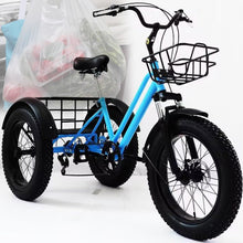 Load image into Gallery viewer, Adult Tricycle Drift Trike 20 inchs, Blue 7 Speed Tricycle for Adults with Double Disc Brake, 3 Wheel Bikes for Adults, Adult Tricycles