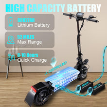 Load image into Gallery viewer, Electric Scooter for Adults Up to 45±5MPH,60V27AH Lithium Battery Foldable Kick Scooter Up to 52 Miles Travel Range,5600W 11" Vacuum