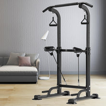 Load image into Gallery viewer, Trlakepreble Power Tower Pull Up Bar,Height Adjustable Multi-functional Home Training Gym Equipment- (Black)