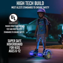 Load image into Gallery viewer, Spider-Pattern Hoverboard for Kids Ages 6-12, with Bluetooth Speaker and LED Lights 6.5" Hover Board, UL2272 Safety Certified (Blue)