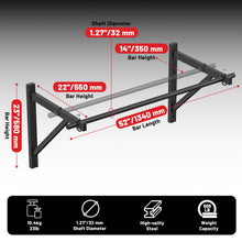 Load image into Gallery viewer, PAPABABE Wall Mounted Pull Up Bar (Black 52 inch)