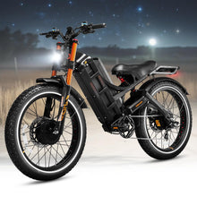 Load image into Gallery viewer, Dual Motor 46-50MPH 5000W/4000W 60V 80Ah 200Miles Electric Bike for Adults, Long Range Electric Mountain Bike 26" Fat Tire