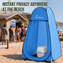 Load image into Gallery viewer, Wolfwise Pop Up Shower Tent for Camping Essentials, Portable Instant Changing Tent with Ventilation Window & Carry Bag, Privacy Dressing Room Bathroom Toilet for Beach & Outdoor, Extra Tall, Blue