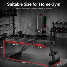 Load image into Gallery viewer, PASYOU Adjustable Weight Bench, Foldable Incline Decline Flat Bench with 660 lb Capacity, 95% Pre-Assembled, Compact Bench Press Full Body Strength Training Bench for Home Gym, Wider Seat, Grey