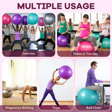 Load image into Gallery viewer, Leyndo 4 Pcs 26 Inch Yoga Exercise Ball Pilates Pregnancy Birthing Fitness Ball -(Pink Green Gray Set)