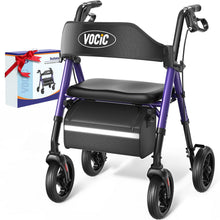 Load image into Gallery viewer, VOCIC Walkers for Seniors, Z21 Rollator Walker with Seat Supports 350lb, 8" Big Wheels for All Terrain, Ergonomic Arc Seat & 6" Ultra Backrest Foldable Walker, Dual Height Adjustment, Lightweight 2026