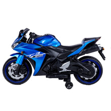 Load image into Gallery viewer, Kids Electric Motorcycle with Training Wheels, Light Wheels, Ride On Motorbike, Speed by Hand, Music Function, Max Load 66LB (Blue)