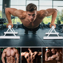 Load image into Gallery viewer, BESTWEI 1 Pair Wooden Parallettes Push Up Bars for Men, Strength Training Pushup Stands Handles for Home Calisthenics, Fitness, Floor Workouts Solid Wood with White Metal Bracket - Support 500 lbs