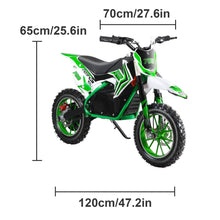 Load image into Gallery viewer, Electric Motocross Dirt Bike with Speeds up to 15.5 MPH for Uphill and Off-Road Conditions,36V Electric Motorcycle