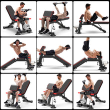 Load image into Gallery viewer, Adjustable Weight Bench - Utility workout Benches for Exercise, Free Installation Design for Portable Fitness Strength Training Equipment at Home Gym