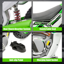 Load image into Gallery viewer, Kids Motorcycle Dirt Bike, 12V7AH Battery-Powered Ride On Motorcycle for Kids, Off-Road Street Bike, Green