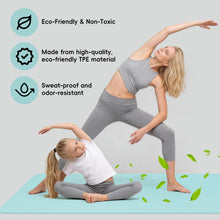 Load image into Gallery viewer, Wimwum Extra Wide Yoga Mat 72" x 32", 9mm Non Slip TPE Exercise Mat with Carrying Strap, Large Workout Mat for Yoga, Pilates, Stretching, HIIT & Home Gym, Green