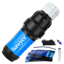 Load image into Gallery viewer, Sawyer Products SP129 Squeeze Water Filtration System w/Two 32-Oz Squeeze Pouches, Straw, and Hydration Pack Adapter