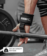 Load image into Gallery viewer, DMoose Fitness Weight Lifting Hooks (Pair) for Deadlifts, Pull Ups, Rows & Shrugs - (Red)