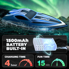 Load image into Gallery viewer, RC Boat, 16 inch Big Remote Control Boat for Adults and Kids, 35 KPH Large Fast RC Speed Boats with 1500mAh Battery- HJ818 Blue