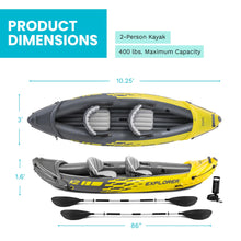 Load image into Gallery viewer, INTEX Explorer Inflatable Kayak 2-Person Portable Set with Paddles and Pump