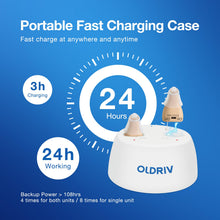 Load image into Gallery viewer, OLDRIV Rechargeable Hearing Aids for Adults Seniors, OTC Hearing Aids for Adults Seniors Rechargeable with Noise Cancelling, Invisible Hearing Aid, 1 Pair (Beige)