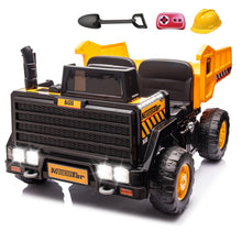 Load image into Gallery viewer, 24V Ride On Dump Truck, 24inch-2 Seater Ride On Car for Kids w/Remote Control 4WD/2WD Up to 5 Mph, 24v Ride on Toys (Yellow)