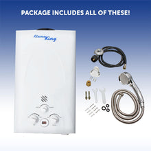 Load image into Gallery viewer, Flame King Portable Tankless Water Heater Propane Gas 10L 2.64 GPM at 68,000 BTU, Outdoor Instant Hot Water Shower for RV, Camping, Farm, Cabins