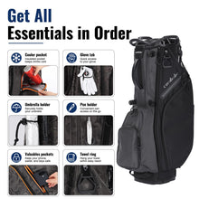 Load image into Gallery viewer, Camboke 15-Way Golf Stand Bag, Lightweight Golf Bag with Full-Length Dividers&Rubber Top, Golf Club Carry Bag with Cooler Pocket, Dual Strap, Rain Hood for Men Women (Black)