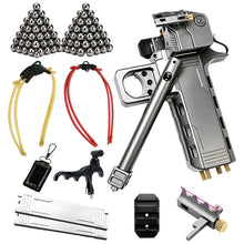 Load image into Gallery viewer, Semi Automatic Slingshot for Adults, Aluminum Alloy Auto Loading Sling Shot with 12-Shot Visual Magazine