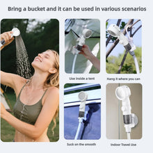 Load image into Gallery viewer, Portable Shower for Camping, Rechargeable Portable Camping Shower Pump with USB-C, Camp Shower with 3 Spray Modes, Outdoor Shower Kit for Camping, RV, Travel, Pet Bath, Watering Plants (+ Mesh Bag)