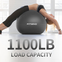 Load image into Gallery viewer, FITMIND_ Extra Thick Exercise Ball Yoga Ball 22in/26in/30in for Workout Pregnancy Stability- black