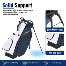 Load image into Gallery viewer, Camboke 15-Way Golf Stand Bag, Lightweight Golf Bag with Full-Length Dividers&Rubber Top, Golf Club Carry Bag with Cooler Pocket, Dual Strap, Rain Hood for Men Women (Navy/White)