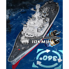 Load image into Gallery viewer, 1/390 Scale RC Warship, RC Military Battleship, RC Boat with 2motor, LED Light, Low Battery Alarm, Automatic Power Off, 2.4GHz RC Cruiser Boat