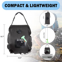 Load image into Gallery viewer, KIPIDA Solar Shower Bag,5 gallons/20L Solar Heating Camping Shower Bag with Removable Hose and On-Off Switchable Shower Head for Camping Beach Swimming Outdoor Traveling Hiking (Black)