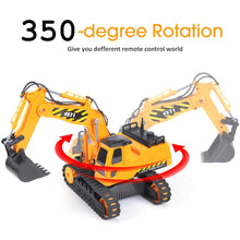 Load image into Gallery viewer, E Remote Control Excavator Toy 2 Batteries Digger Hydraulic Construction Vehicles RC Trucks Toys