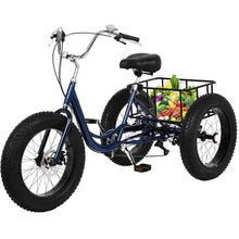 Load image into Gallery viewer, 7-Speed Adult Tricycle - 20 Inch Fat Tire 3 Wheel Bike with Rear Shopping Basket - Wider Seats Adult Cruiser Bike