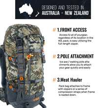 Load image into Gallery viewer, SPIKA Hunting Backpack Internal Frame for Men Waterproof Hunting Pack Camouflage with Rifle Holder Extendable 40L+ Capacity