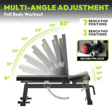 Load image into Gallery viewer, HANDBODE Adjustable Weight Bench for Full Body Workout, 1300 lb Weight Capacity Bench Press Bench of Home Gym Strength Training, Incline Upright Flat Utility Workout Bench with Fast Adjustment, Black
