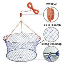 Load image into Gallery viewer, Palmyth Wire Grid Bottom Crab Nets Two Ring Crab Kit with Harness and Bait Clip 24” X 20” X 12”