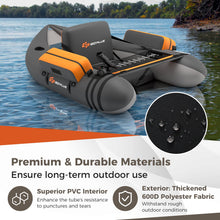 Load image into Gallery viewer, Goplus Inflatable Float Tube, Fishing Belly Boat w/Paddle, Flippers, Fish Ruler, Pump, Storage Bag, Adjustable Straps, 350LBS Load Capacity (Gray, W/Rod Holder)
