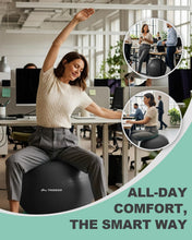 Load image into Gallery viewer, Trideer Exercise Ball for Office Desk, Yoga Ball Chair to Relieve Back Pain, Stability & Fitness Ball- Black