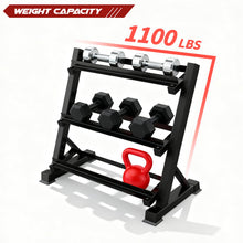 Load image into Gallery viewer, Zlinke 3-Tier Dumbbell Rack Multilevel Weight Storage Organizer for Home Gym -1100LBS (Rack Only)
