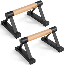 Load image into Gallery viewer, EVERYMATE Wood Push Up Bars Parallettes Bars with Rubber Feet, Anti-slip Handstand Bars for Calisthenics, Equipment for Home, Push Up Handles for Floor, Handstand Push Up Handles, Support 600 LB