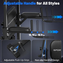 Load image into Gallery viewer, SPORTSROYALS Power Tower Pull Up Bar Station, 450LBS Stable Pull Up Dip Station for Home Gym