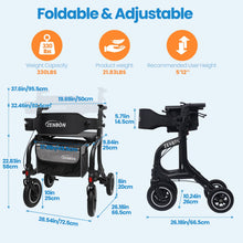 Load image into Gallery viewer, Rollator Walker for Seniors/Adults Foldable Rolling Walker with Seat 330 lbs Capacity 10 inch Wheels Hand Grips Adjustable Height Lightweight Durable Aluminum Walker Removable Back Support (Black)