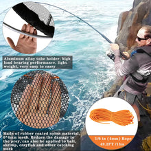 Load image into Gallery viewer, Drasry High Load-Bearing Aluminum Ring Bridge and Pier Fishing Net Landing Net Foldable Drop Net for Saltwater Freshwater Pier Fishing Baskets Net Collapsible 49.2 FT Rope(23.6 * 23.6 * 27.5 in)