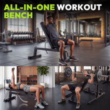 Load image into Gallery viewer, HANDBODE Adjustable Weight Bench for Full Body Workout, 1300 lb Weight Capacity Bench Press Bench of Home Gym Strength Training, Incline Upright Flat Utility Workout Bench with Fast Adjustment, Black