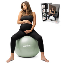 Load image into Gallery viewer, BABYGO Birthing Ball - Pregnancy Yoga Labor & Exercise Ball & Book Set Trimester Targeting, Maternity Physio, Birth & Recovery Plan Included Anti Burst Eco Friendly (Sage, 65cm)