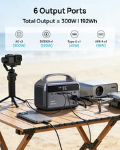 Load image into Gallery viewer, Portable Power Station 192Wh(60,000mAh) with Bag, 300W (600W surge)Power Bank LiFePO4 Battery Backup, Compact Solar Generator 6-Port Design w/2 AC Outlets for Home,RV, Hurricane, Camping,Emergency