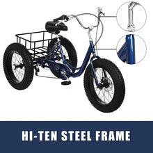 Load image into Gallery viewer, 7 Speed Adult Trikes 20 inch Fat Tire 3 Wheel Bikes, Adult Tricycles, Cruise Bike with Basket for Seniors
