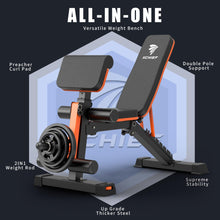 Load image into Gallery viewer, XCHIEF Adjustable Weight Bench - 1000LBS Capacity Heavy Duty Foldable Workout Bench for Full Body Exercise, Flat/Incline/Decline, Bench Press for Home Gym with Preacher Pad & Leg Extension