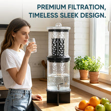 Load image into Gallery viewer, 3 Gallon All Glass Gravity-Fed Water Purifier, Countertop Water Filtration System with Wooden Stand, for Home, Emergency & Outdoor Survival